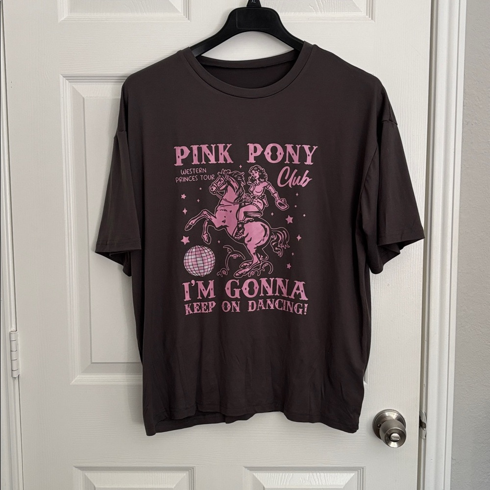 Pink pony club  Charcoal Gray Top nwot wt78